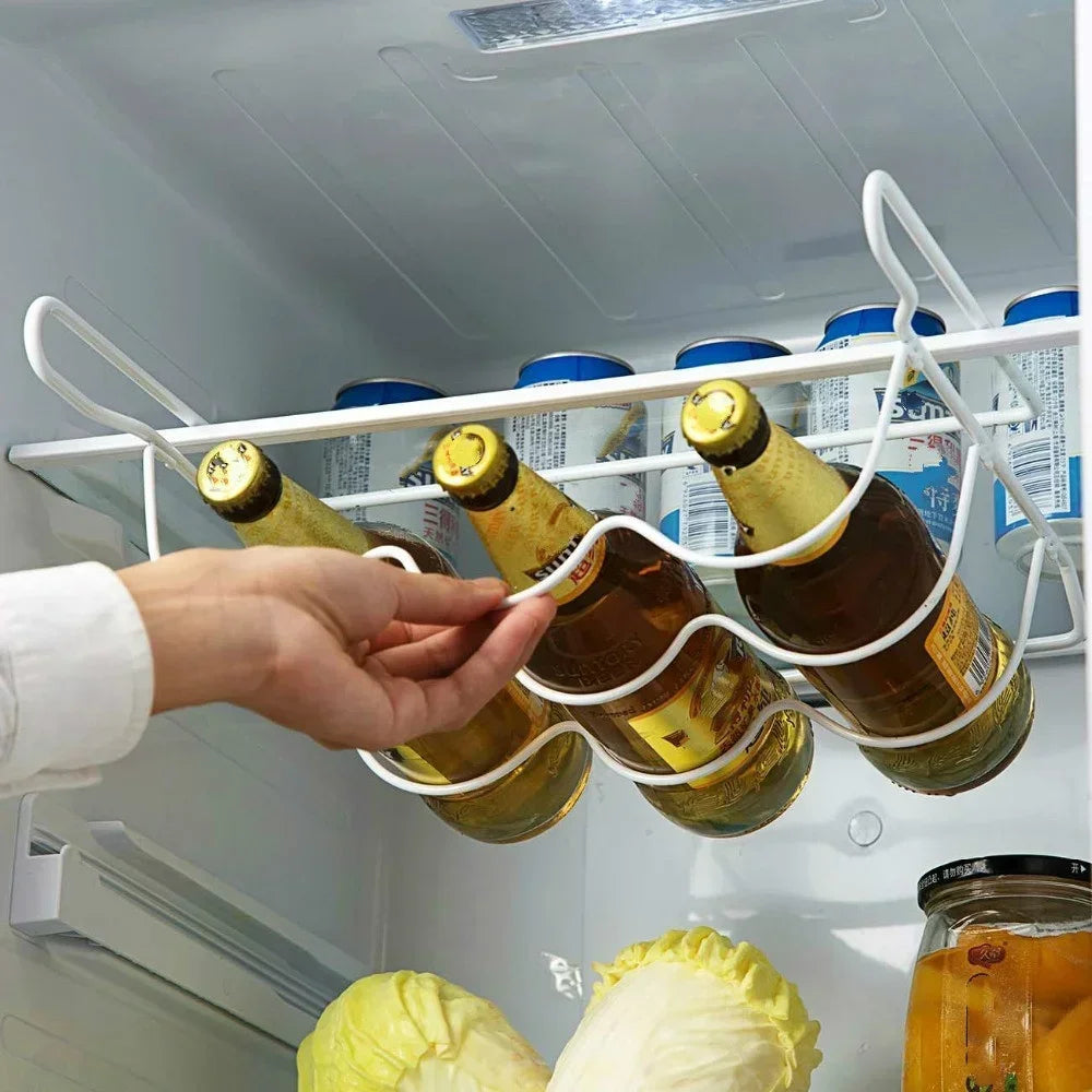 Rolling Fridge Bottle and Can Organizer Rack, Under-Shelf Beverage Holder for Refrigerator