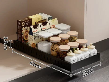 Pull-Out Pot and Pan Organizer for Under-Cabinet Storage with Adjustable Dividers