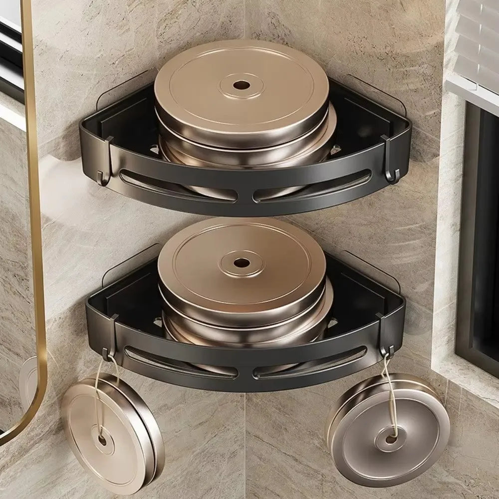 Adhesive Corner Shower Caddy Shelf, No-Drill Bathroom Storage Organizer