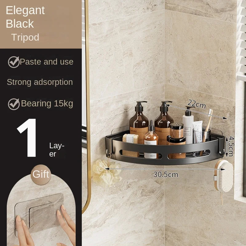 Adhesive Corner Shower Caddy Shelf, No-Drill Bathroom Storage Organizer