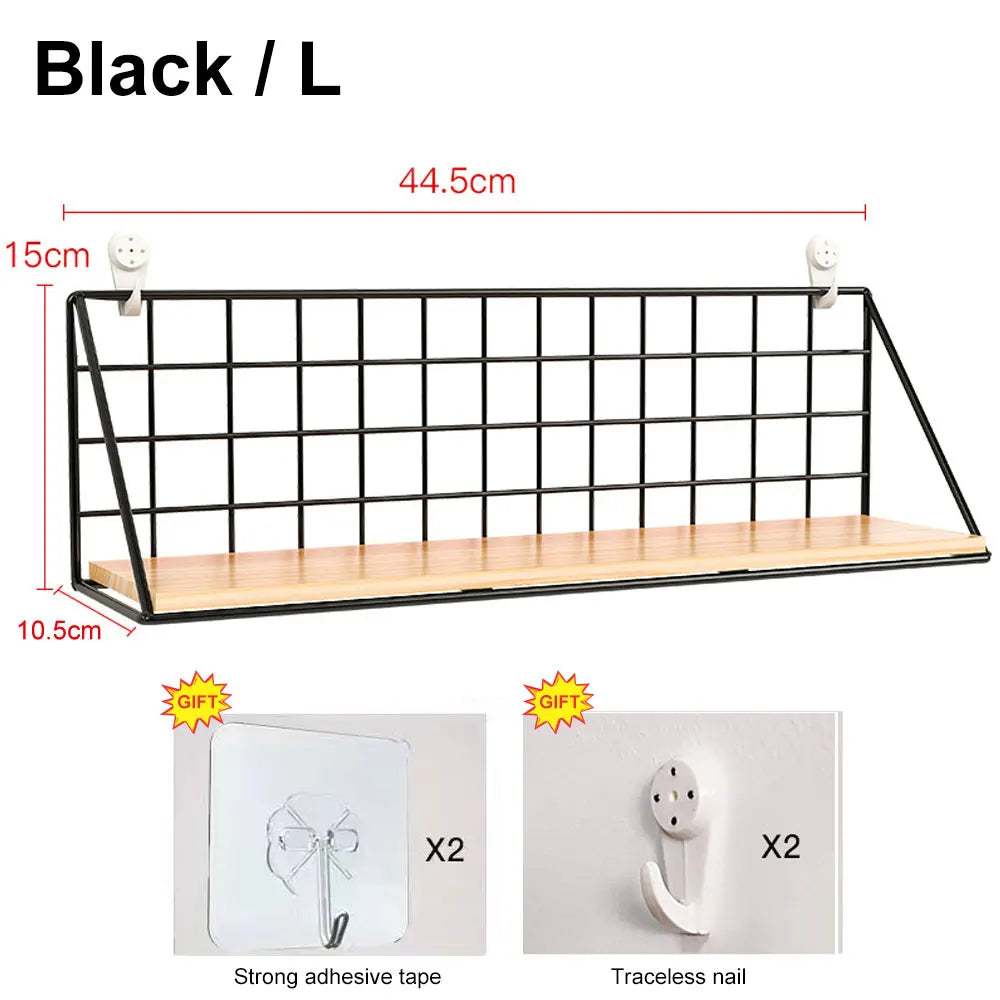 Metal and Wood Spice Rack Shelf, Wall-Mounted or Countertop Kitchen Seasoning Organizer