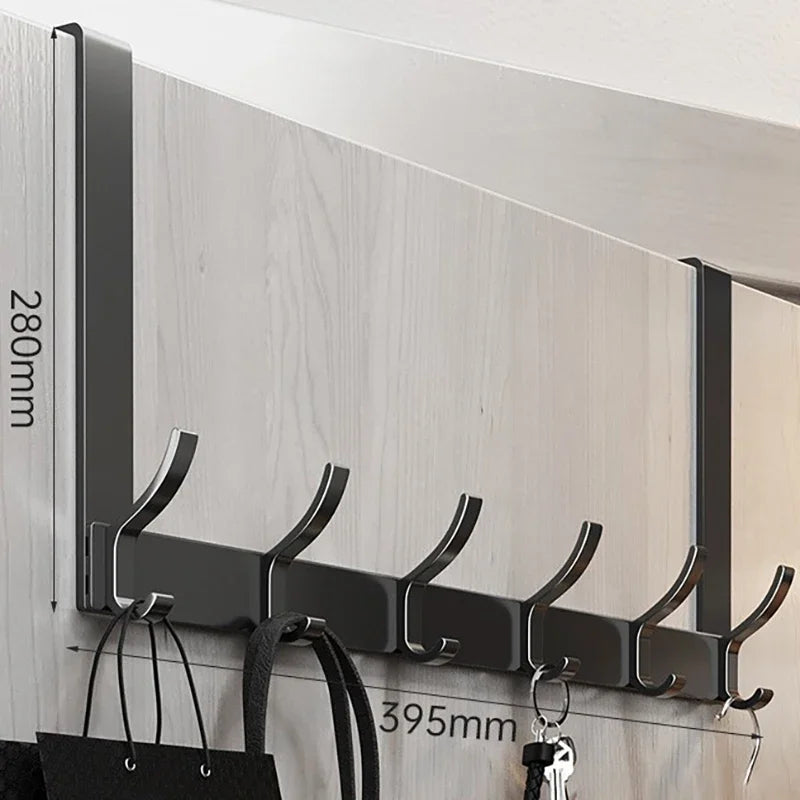 Over-the-Door Hook Rack, 6 or 7 Hooks for Coats, Towels and Bags