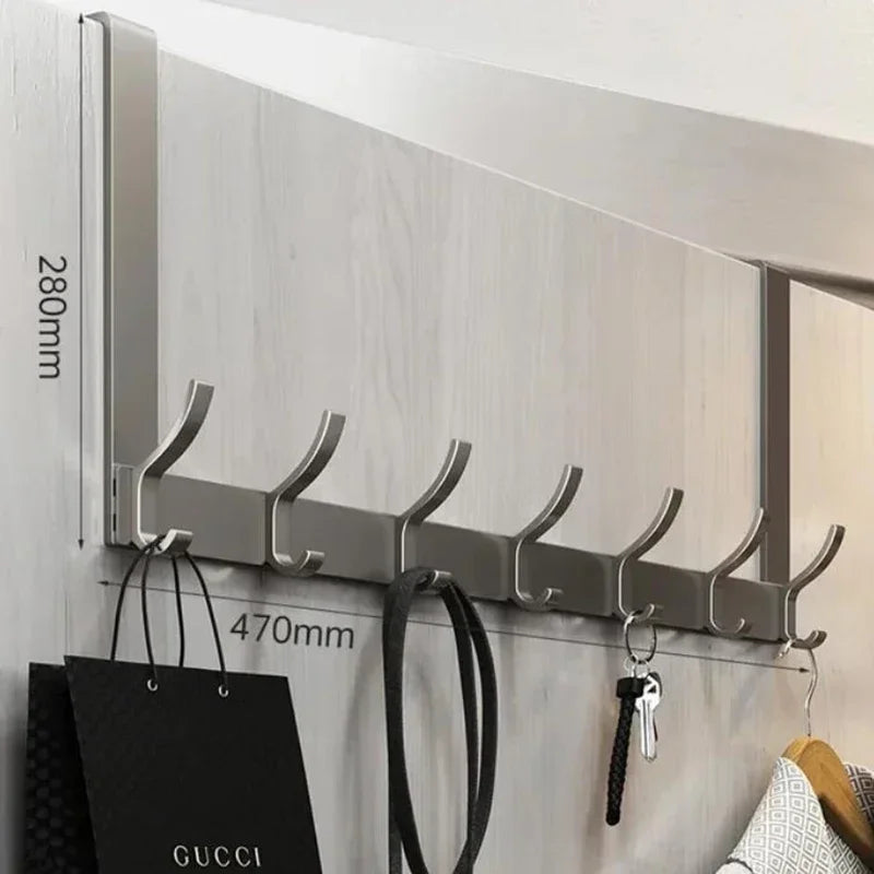 Over-the-Door Hook Rack, 6 or 7 Hooks for Coats, Towels and Bags
