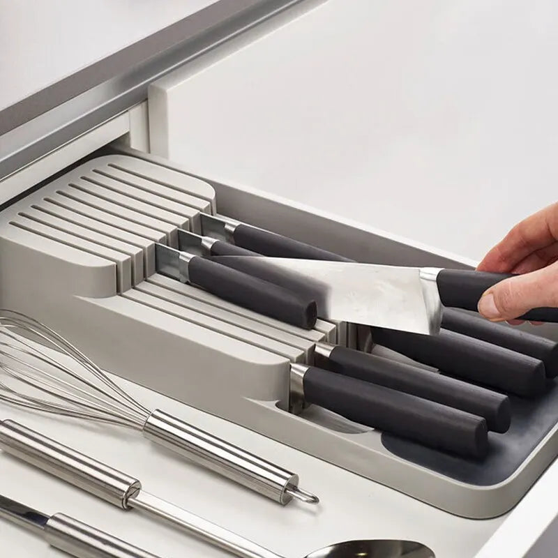 In-Drawer Cutlery and Spice Organizer Tray for Kitchen Drawers