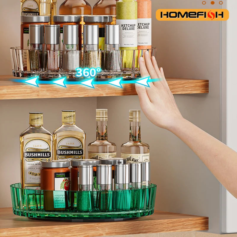 360° Rotating Spice Organizer Turntable for Countertop, Cabinet and Bathroom
