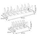 Expandable Pot and Pan Organizer Rack with 7 Adjustable Dividers for Cabinets