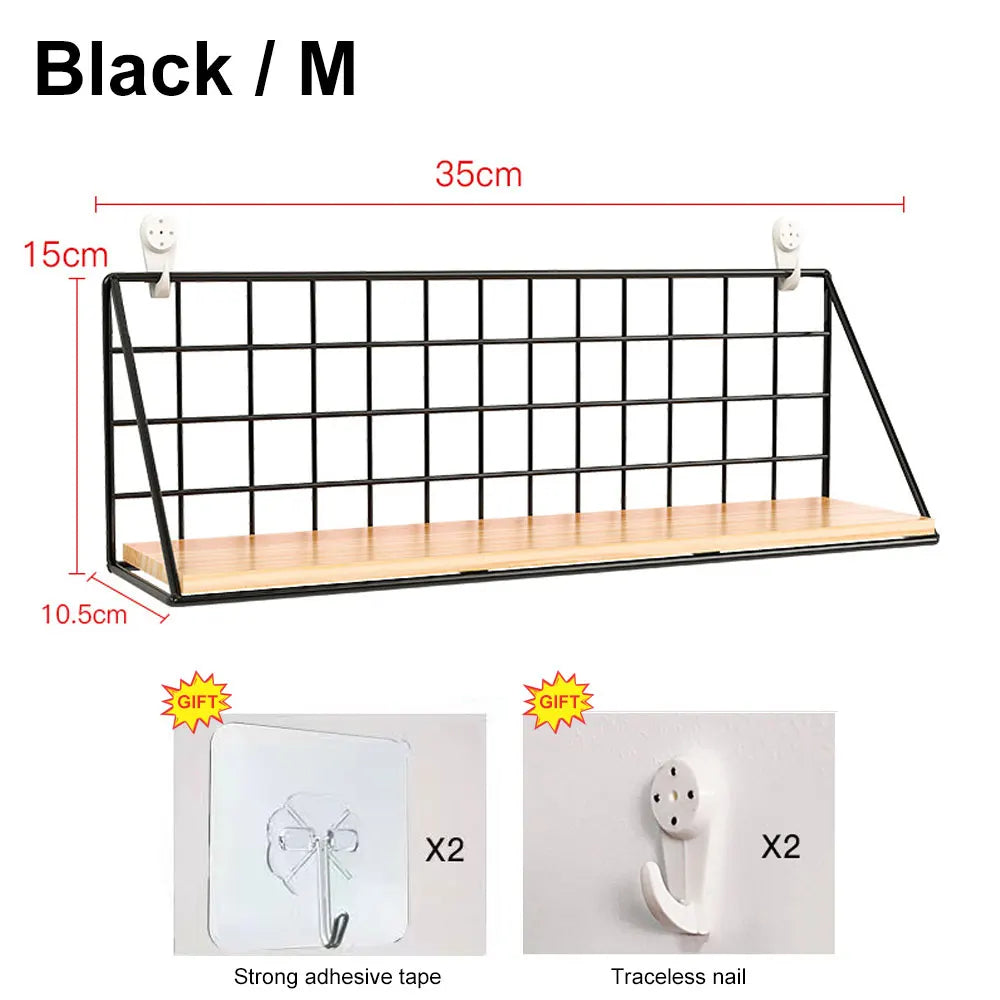 Metal and Wood Spice Rack Shelf, Wall-Mounted or Countertop Kitchen Seasoning Organizer