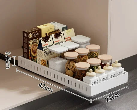 Pull-Out Pot and Pan Organizer for Under-Cabinet Storage with Adjustable Dividers