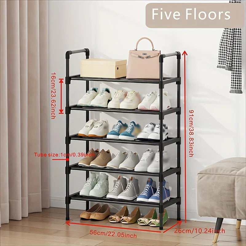 Stackable Metal Shoe Rack, 4 or 5 Tier Freestanding Shoe Organizer for Closet, Entryway and Bedroom