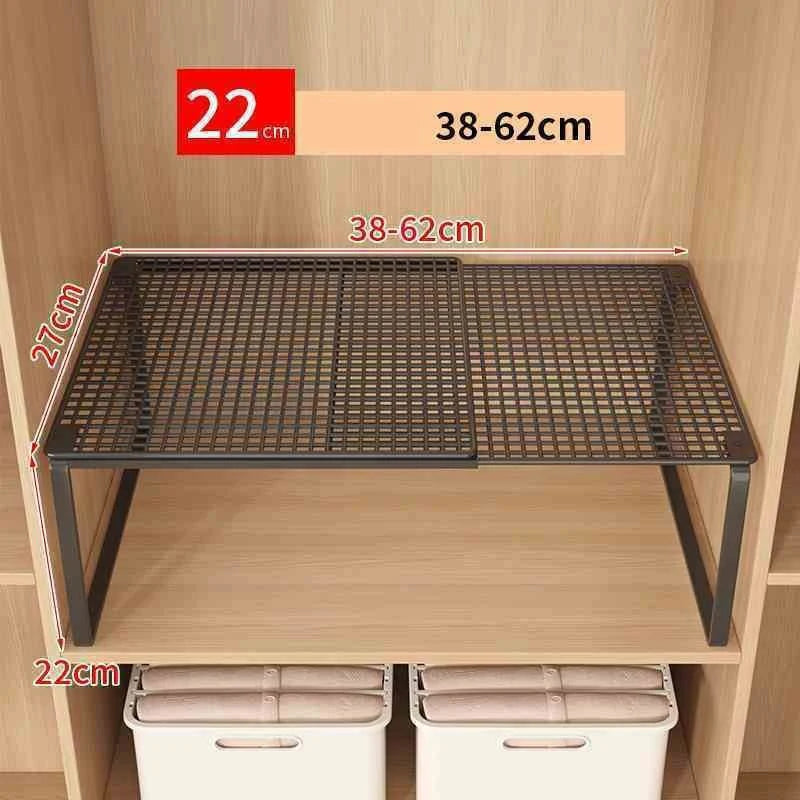 Expandable Closet Shelf Divider, Stackable Telescopic Wardrobe Organizer Rack