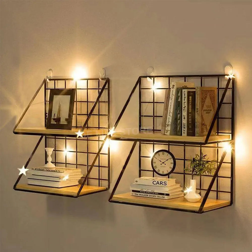 Metal and Wood Spice Rack Shelf, Wall-Mounted or Countertop Kitchen Seasoning Organizer