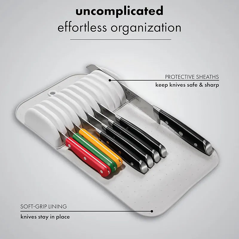 In-Drawer Knife Organizer, 5 or 11 Slot Non-Slip Knife Holder Mat