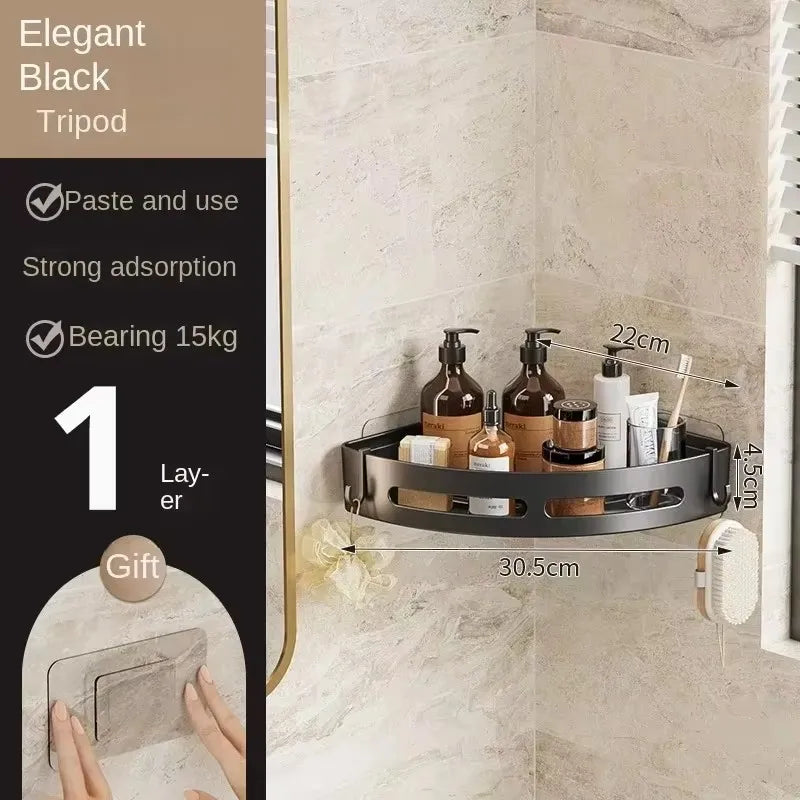 Adhesive Corner Shower Caddy Shelf, No-Drill Bathroom Storage Organizer