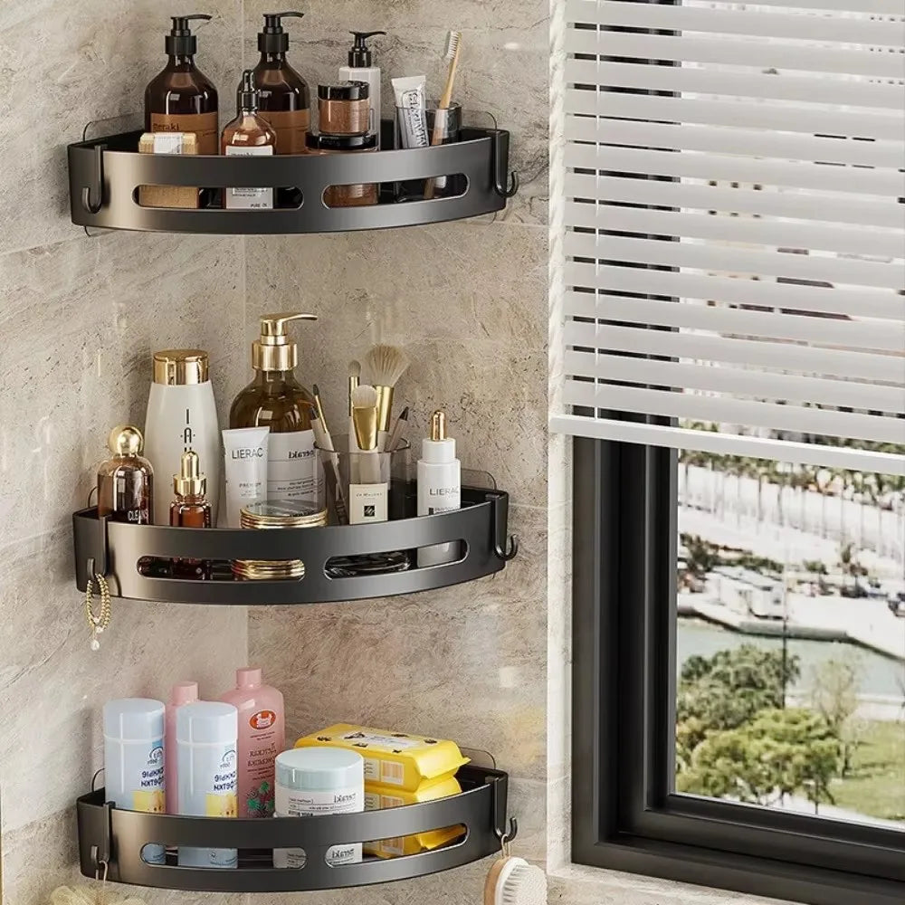 Adhesive Corner Shower Caddy Shelf, No-Drill Bathroom Storage Organizer
