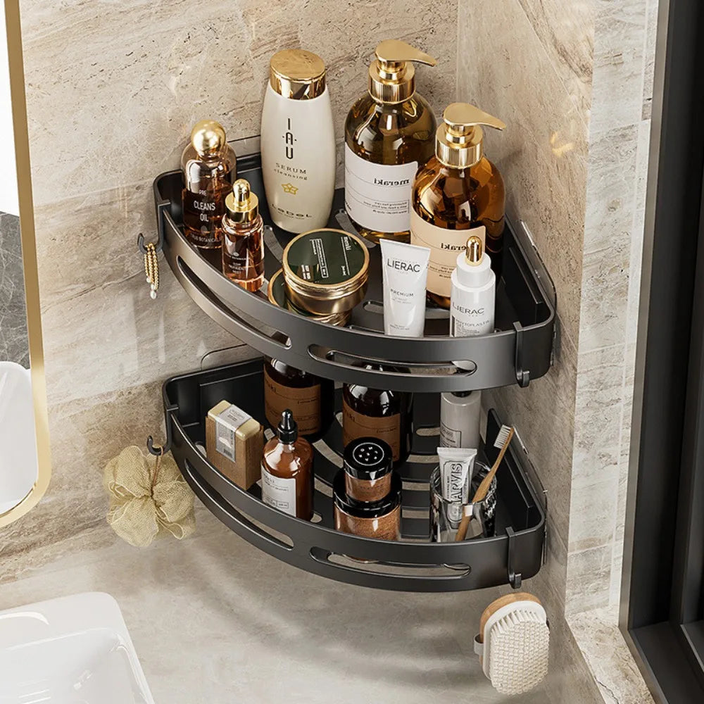 Adhesive Corner Shower Caddy Shelf, No-Drill Bathroom Storage Organizer