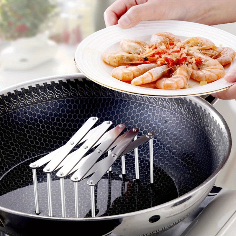 Expandable Pot Lid Organizer Rack, Stainless Steel Lid and Plate Holder for Kitchen Cabinets