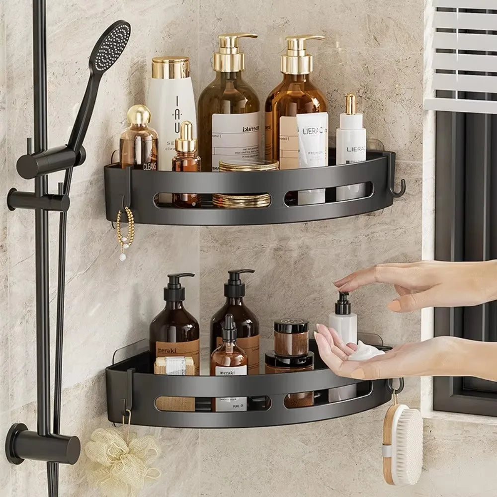 Adhesive Corner Shower Caddy Shelf, No-Drill Bathroom Storage Organizer