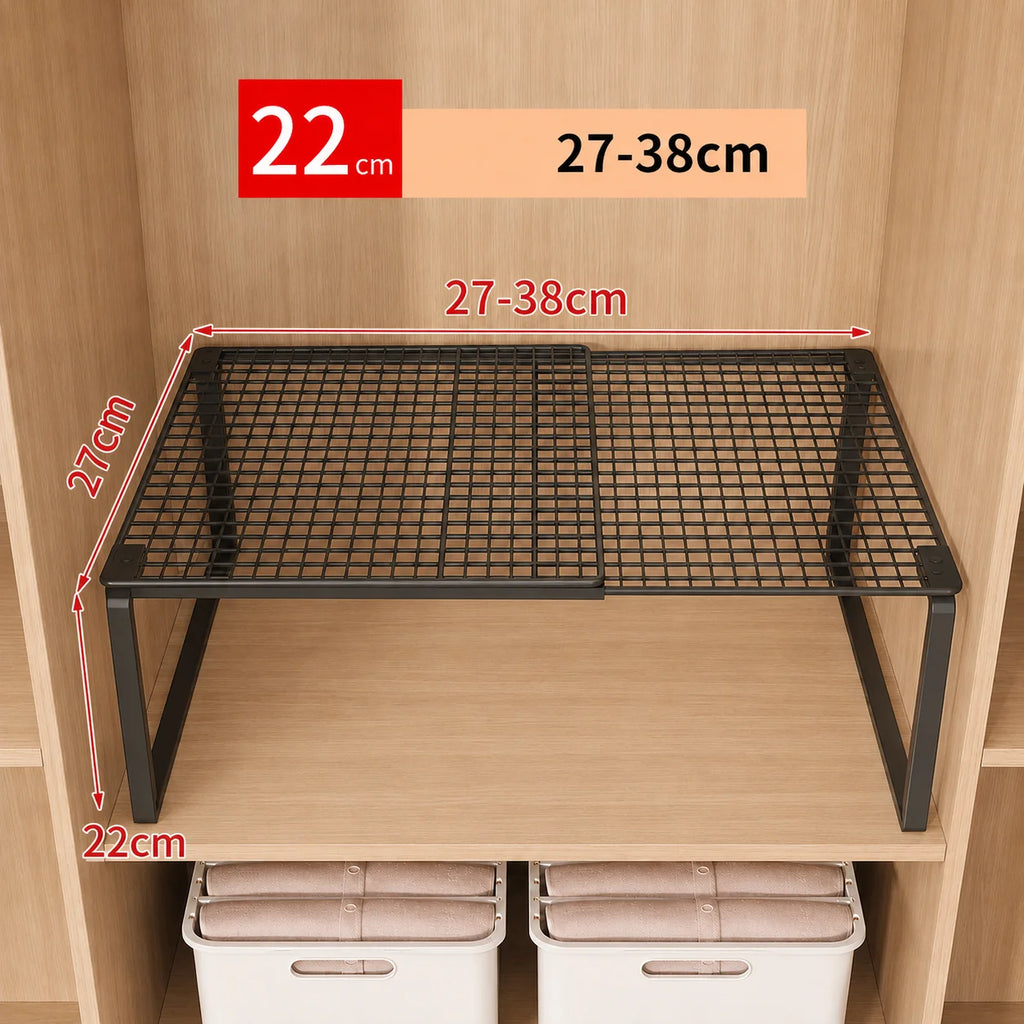 Expandable Closet Shelf Divider, Stackable Telescopic Wardrobe Organizer Rack