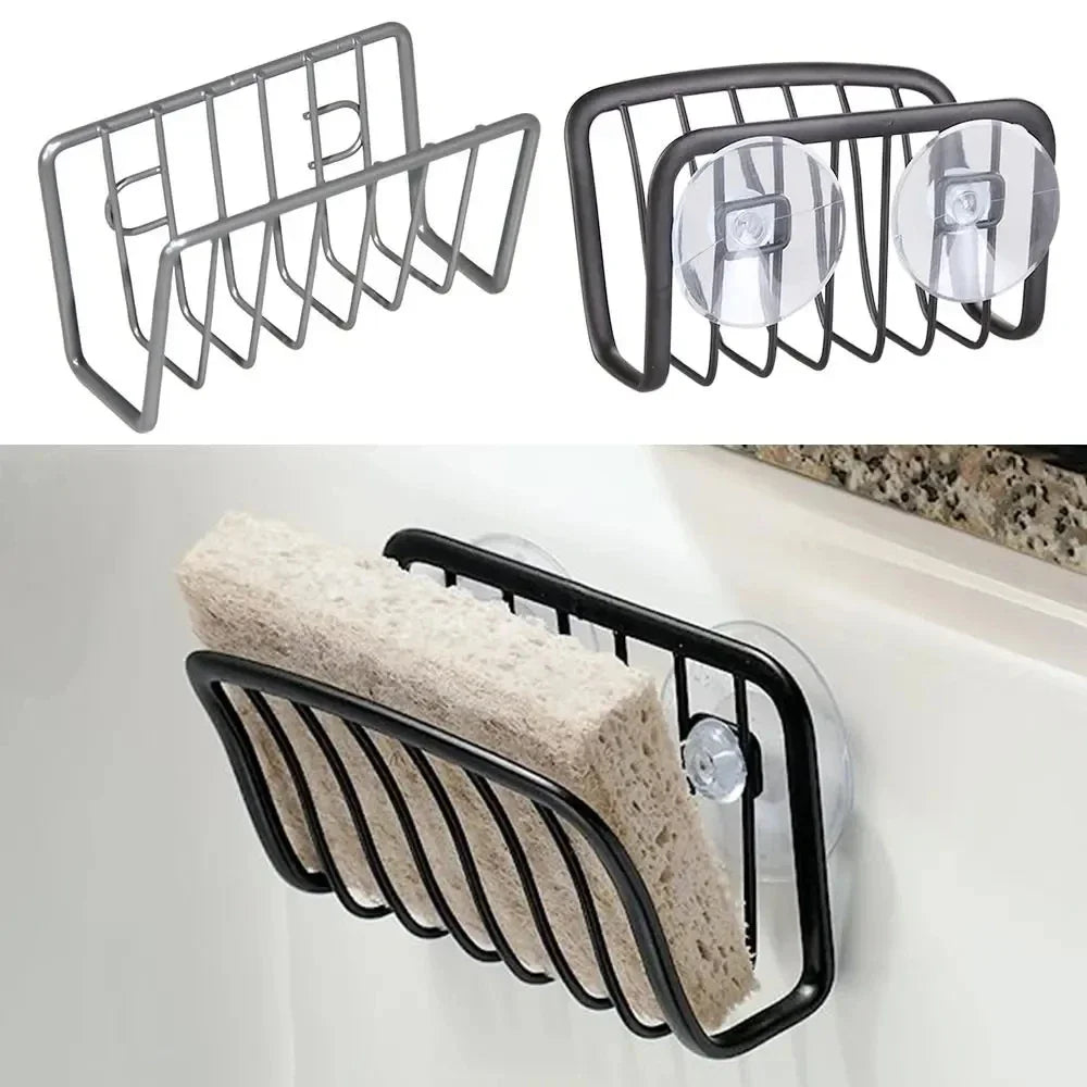 Stainless Steel Sink Sponge Holder with Suction Cups, Kitchen Sink Caddy