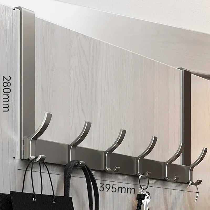 Over-the-Door Hook Rack, 6 or 7 Hooks for Coats, Towels and Bags
