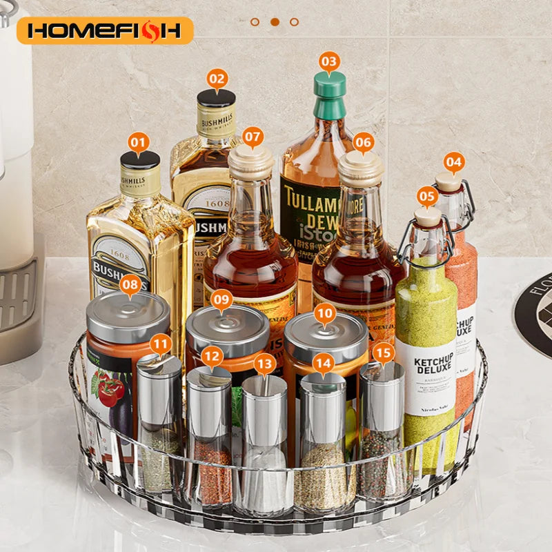 360° Rotating Spice Organizer Turntable for Countertop, Cabinet and Bathroom