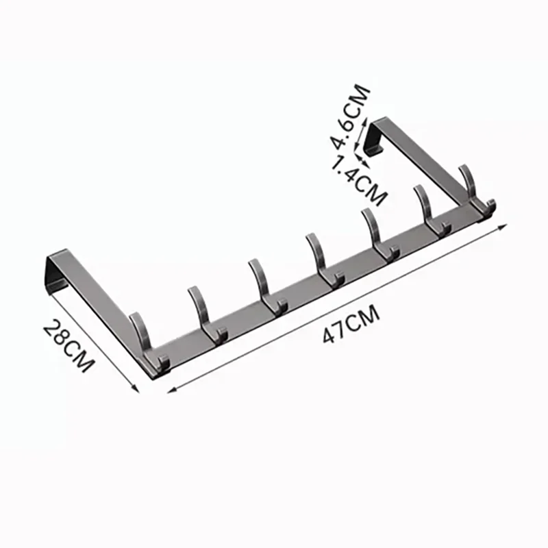 Over-the-Door Hook Rack, 6 or 7 Hooks for Coats, Towels and Bags