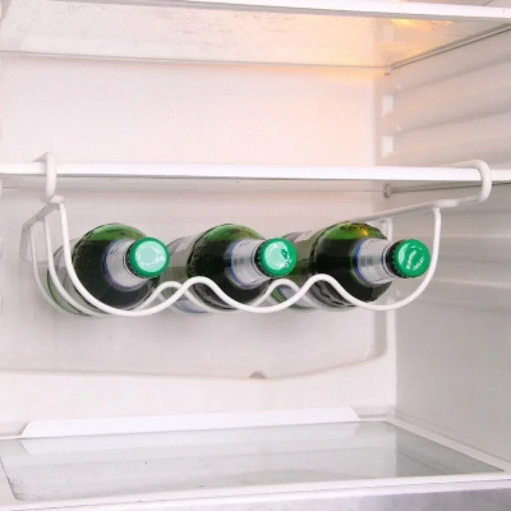 Rolling Fridge Bottle and Can Organizer Rack, Under-Shelf Beverage Holder for Refrigerator