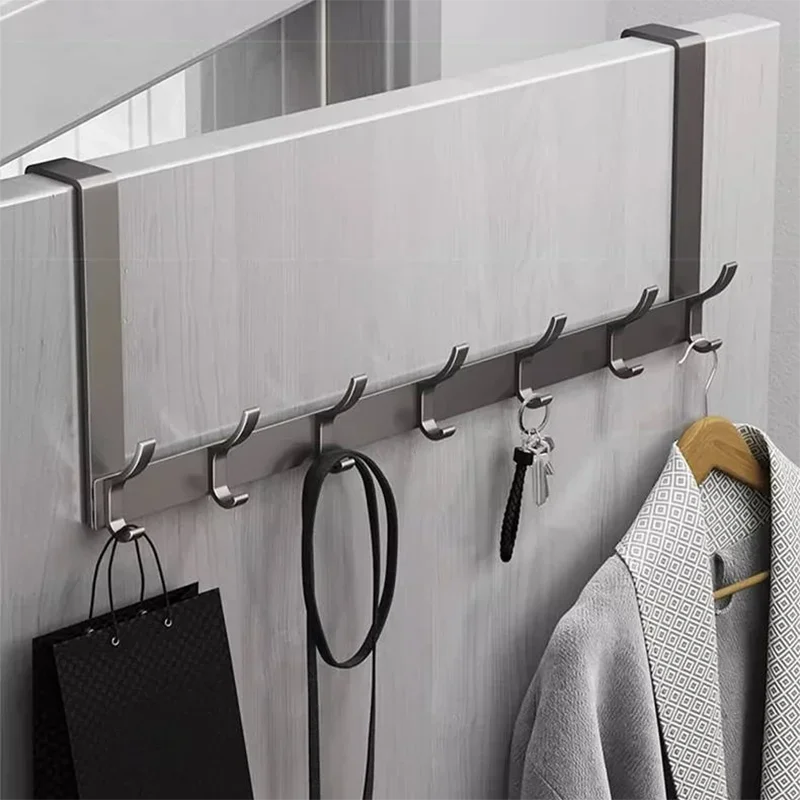 Over-the-Door Hook Rack, 6 or 7 Hooks for Coats, Towels and Bags