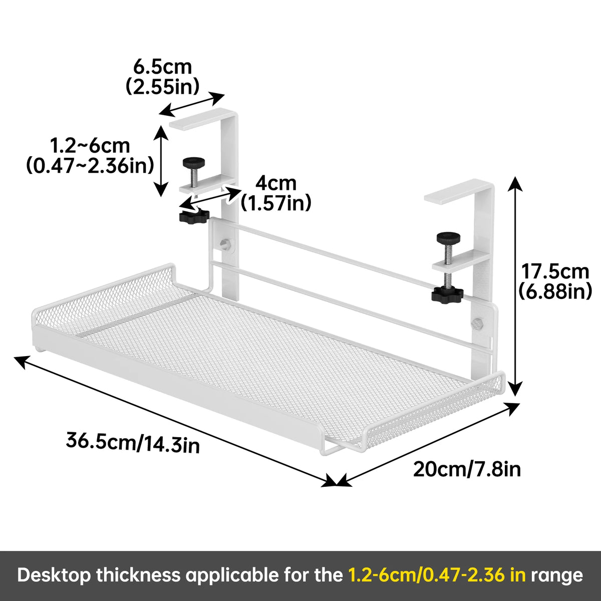 Under-Desk Hanging Storage Shelf, Desk-Side Organizer Basket for Office and Home