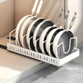 Pull-Out Pot and Pan Organizer for Under-Cabinet Storage with Adjustable Dividers