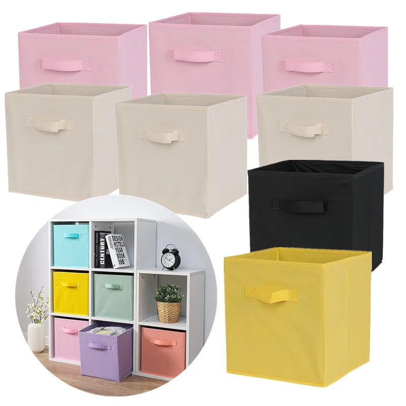 Collapsible Fabric Storage Cube Bin, 10 x 10 x 9 in Foldable Closet and Shelf Organizer