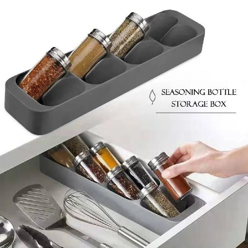 In-Drawer Cutlery and Spice Organizer Tray for Kitchen Drawers