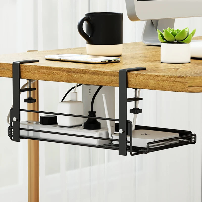 Under-Desk Hanging Storage Shelf, Desk-Side Organizer Basket for Office and Home