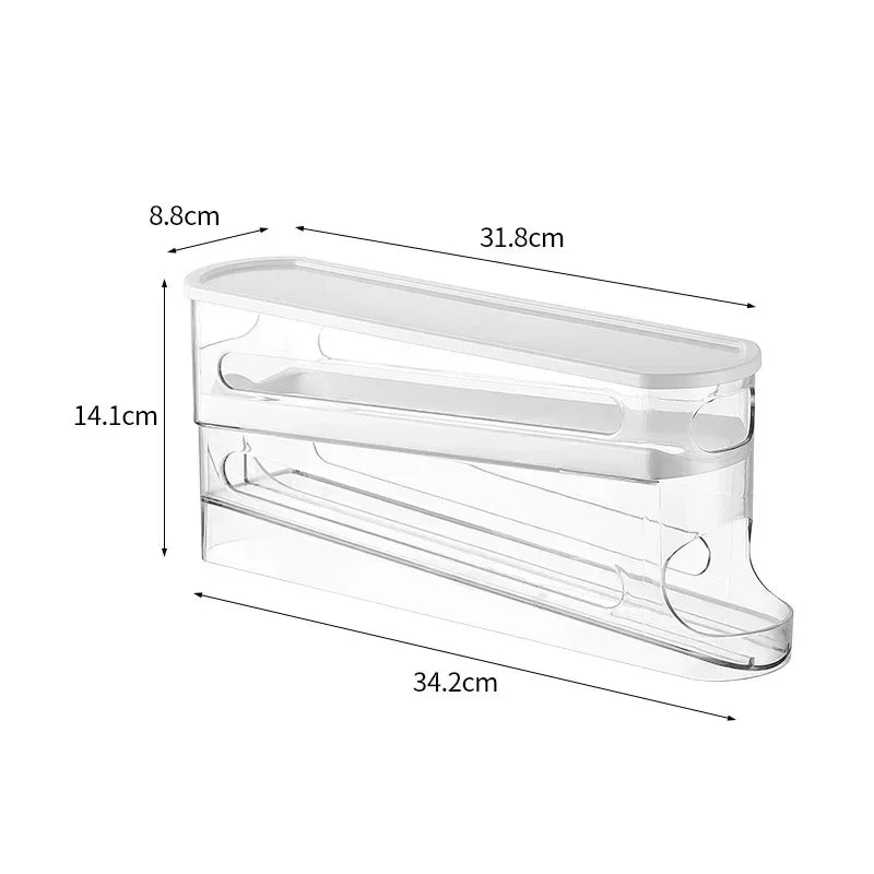 2-Tier Rolling Egg Dispenser for Refrigerator, Automatic Egg Storage Rack