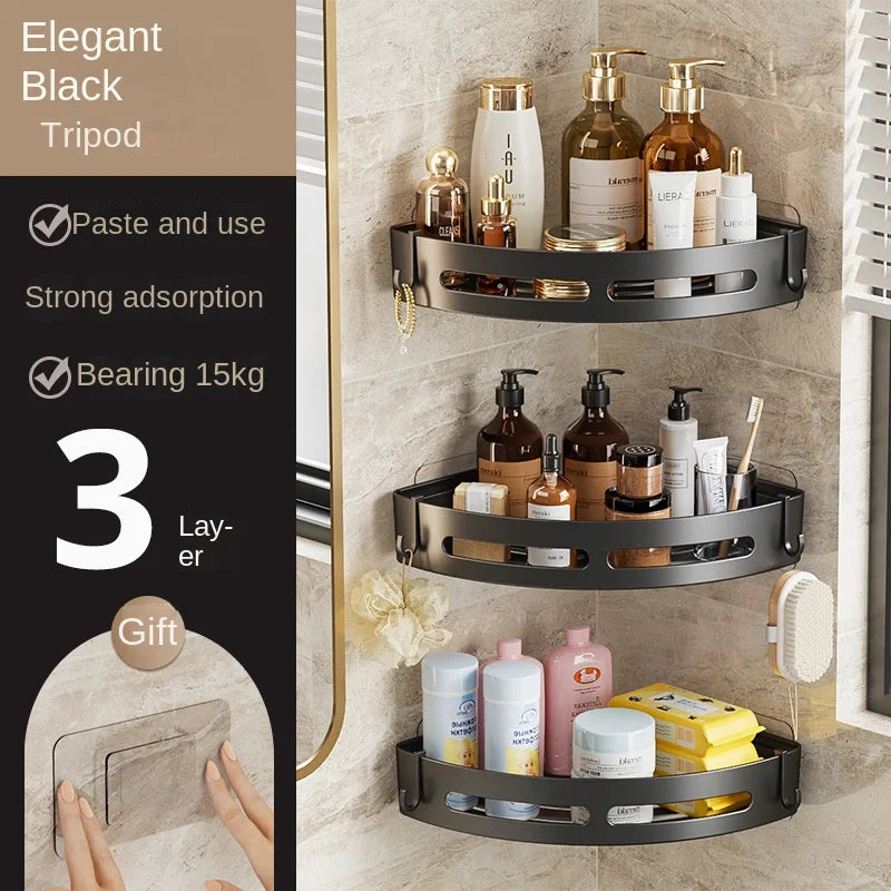 Adhesive Corner Shower Caddy Shelf, No-Drill Bathroom Storage Organizer