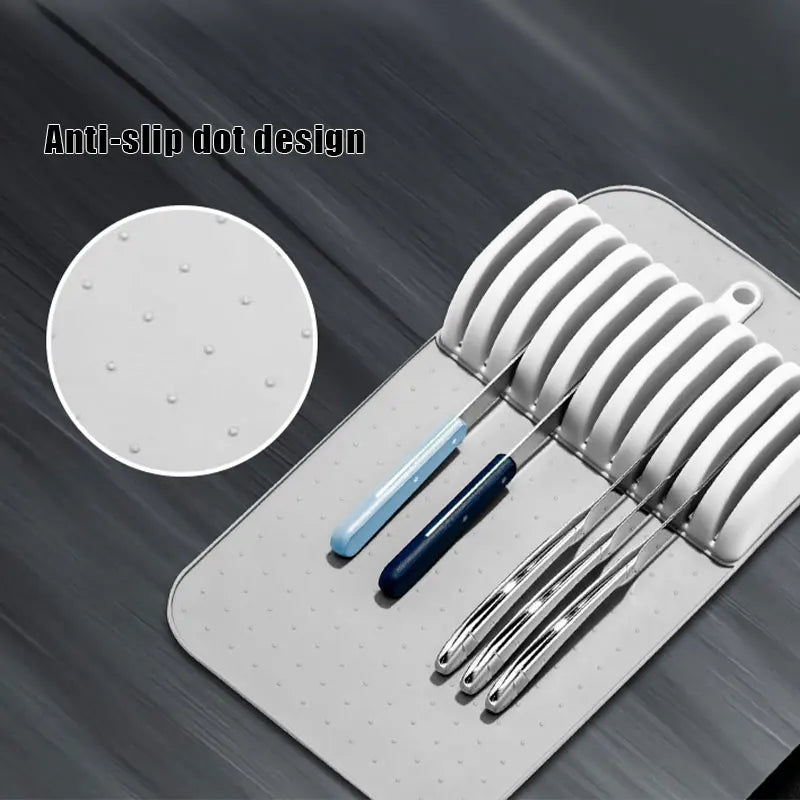 In-Drawer Knife Organizer, 5 or 11 Slot Non-Slip Knife Holder Mat