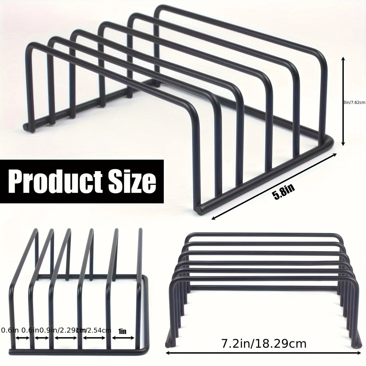 Cutting Board and Bakeware Organizer Rack for Kitchen Cabinets and Counters