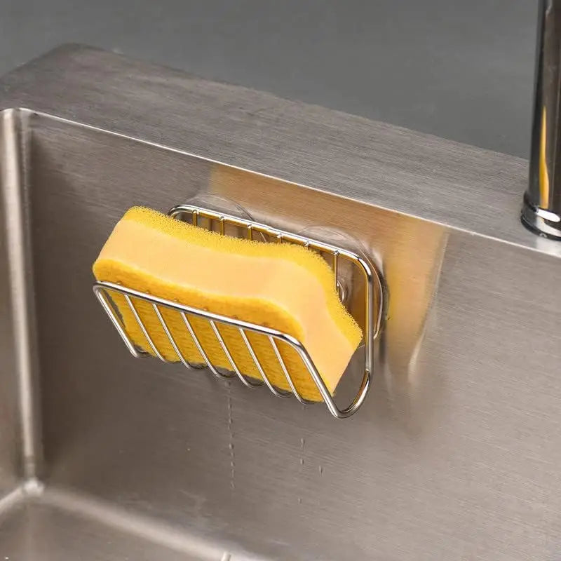 Stainless Steel Sink Sponge Holder with Suction Cups, Kitchen Sink Caddy