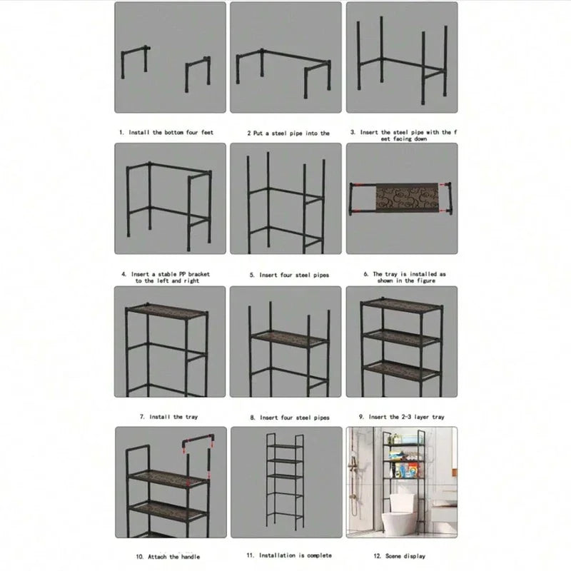 3-Tier Over-the-Toilet Storage Rack, Freestanding Bathroom Space Saver Shelf