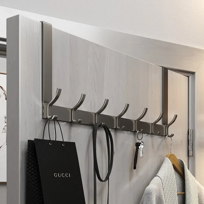 Over-the-Door Hook Rack, 6 or 7 Hooks for Coats, Towels and Bags