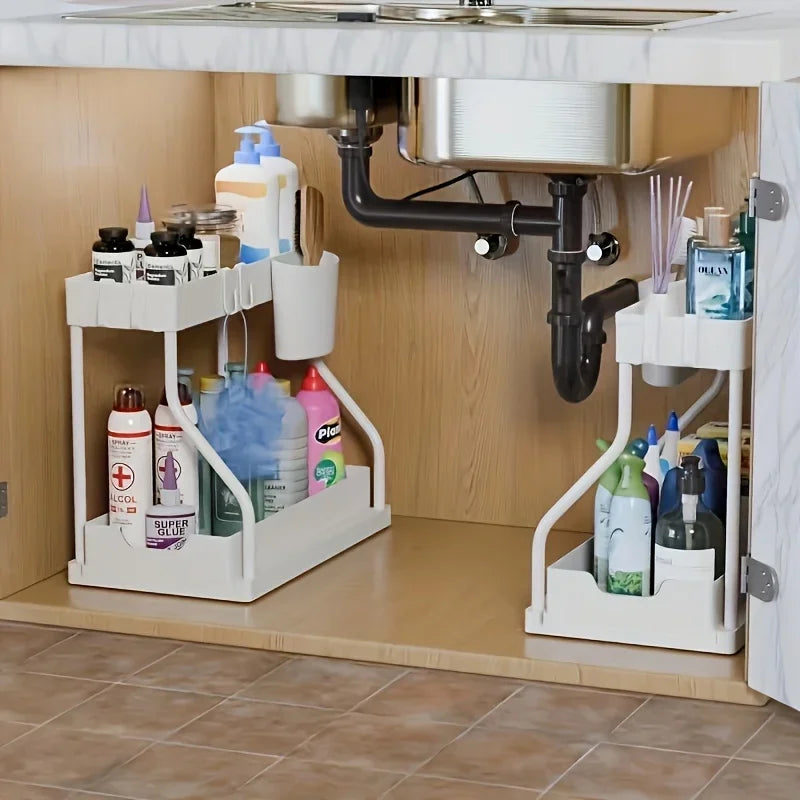 Organized under-sink cabinet